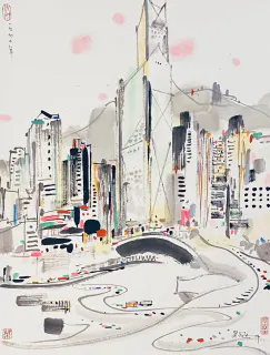 Wu Guanzhong 吳冠中, The Bank of China in Hong Kong 香港中國銀行, 1990