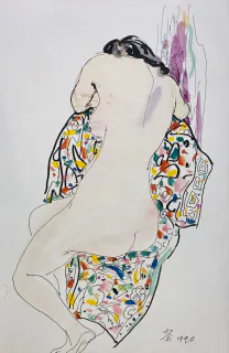 Wu Guanzhong 吳冠中, A Back Contour (Figure) 背影（人體）, 1990