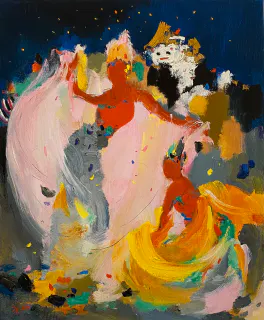 Wu Guanzhong 吳冠中, The Night Dance of Indonesia 印尼夜舞, 1994