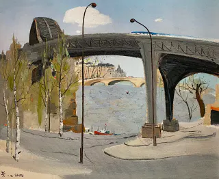 Wu Guanzhong 吳冠中, A Bridge over the Seine River 塞納河橋, 1989