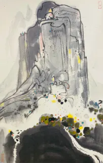 Wu Guanzhong 吳冠中, The Forking Waterfall of the Huang Mountains 黃山人字瀑, 1986