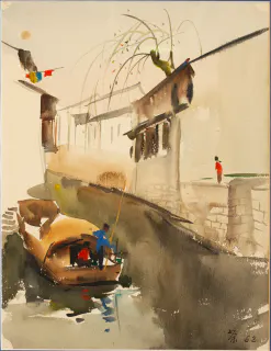 Wu Guanzhong 吳冠中, A Tiny Boat in the Water Country水鄉小船, 1962