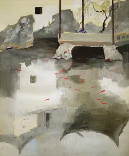 Wu Guanzhong 吳冠中, Fish in Play 魚樂, 1985