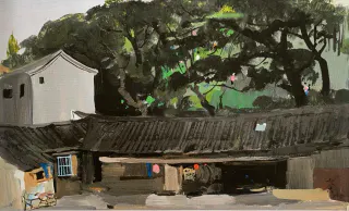 Wu Guanzhong 吳冠中, A Farmer's Yard 農家庭園, 1980