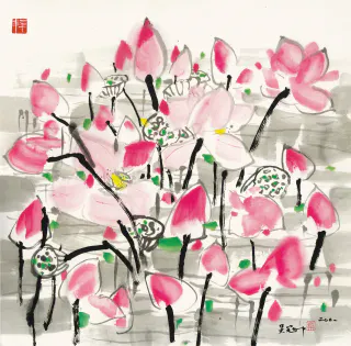 Wu Guanzhong 吳冠中, Glowing in the Sun 映日, 2001