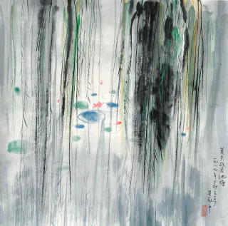 Wu Guanzhong 吳冠中, The Pond by the Former House of Monet 莫奈故居, 1989