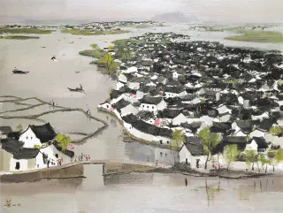 Wu Guanzhong 吳冠中, The Hometown of Lu Xun (I) 魯迅故鄉（一）, 1977