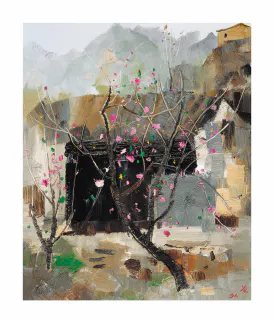 Wu Guanzhong 吳冠中, A Season of Peach Blossoms (I) 桃花季節（一）, 1996