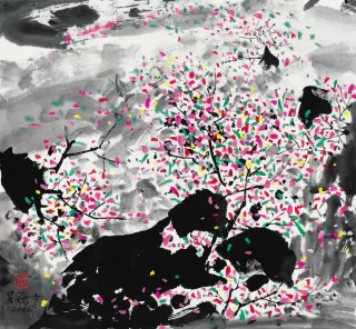 Wu Guanzhong 吳冠中, A Mountain Covered with Flowers 花滿山, 2006