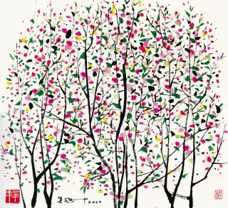 Wu Guanzhong 吳冠中, The Crabapple Flowers 海棠, 2000