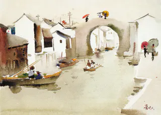 Wu Guanzhong 吳冠中, Spring Rain of the South 江南春雨, 1962