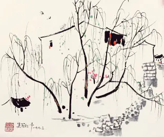 Wu Guanzhong 吳冠中, Households of the South 江南人家, 1993