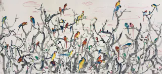 Wu Guanzhong 吳冠中, A Paradise for Parrots 鸚鵡天堂, 1988